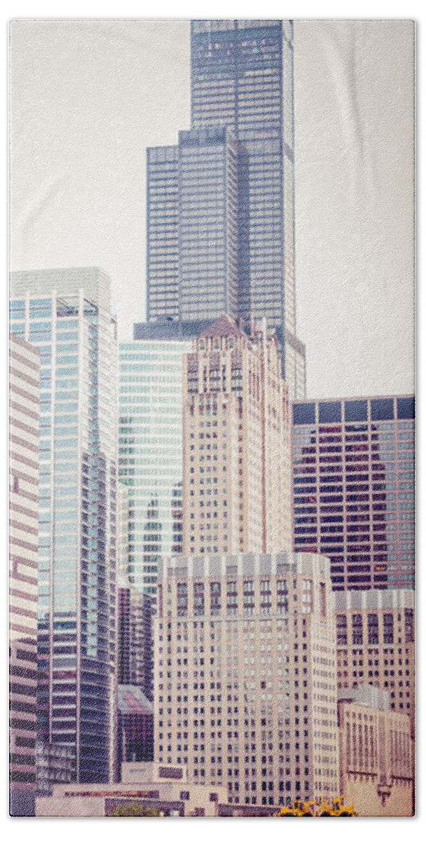 America Bath Towel featuring the photograph Chicago Vertical Panorama of Sears Willis Tower by Paul Velgos