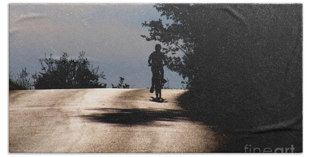 Child Hand Towel featuring the photograph Child On Bicycle, Italy by Tim Holt