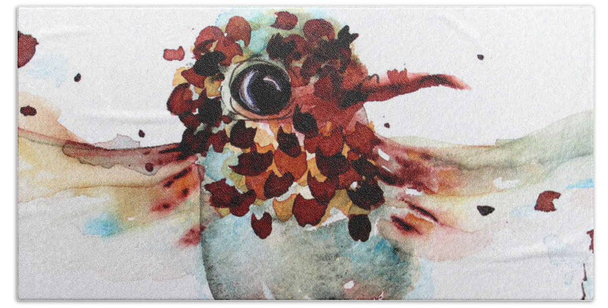 Flying Hummingbird Hand Towel featuring the painting Chloe by Dawn Derman