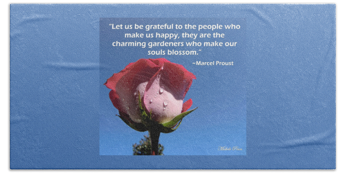 Red Rose With Dew Drops Hand Towel featuring the photograph Choose your Quote Choose your Picture 25 by Michele Penn