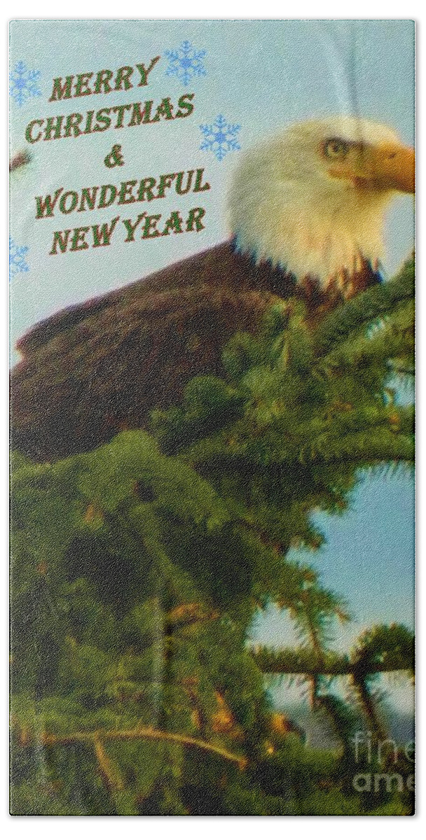 Christmas Bath Towel featuring the photograph Christmas Eagle by Gallery Of Hope 
