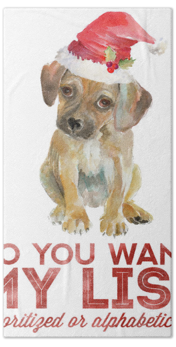 Christmas Hand Towel featuring the painting Christmas Retriever Puppy II by Lanie Loreth