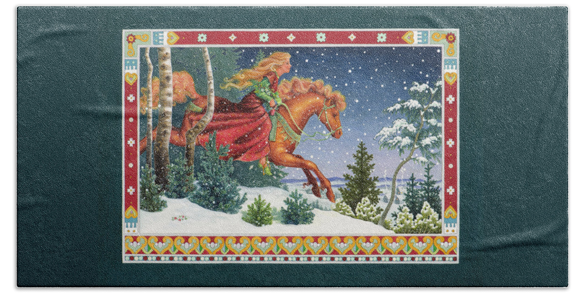 Christmas Hand Towel featuring the painting Christmas Ride by Lynn Bywaters