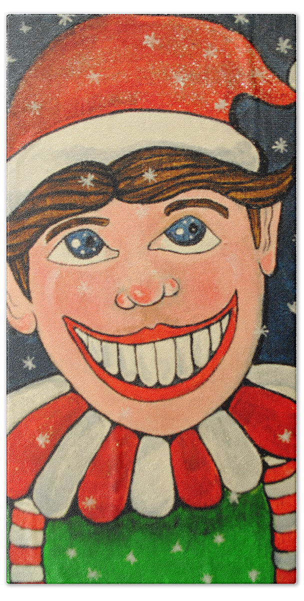 Asbury Park Paintings Hand Towel featuring the painting Christmas Tillie by Patricia Arroyo