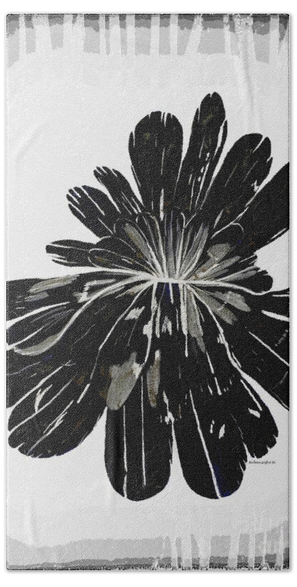 Chrysanthemum Stone B W Bath Towel featuring the painting Chrysanthemum Stone B W 1 by Barbara A Griffin