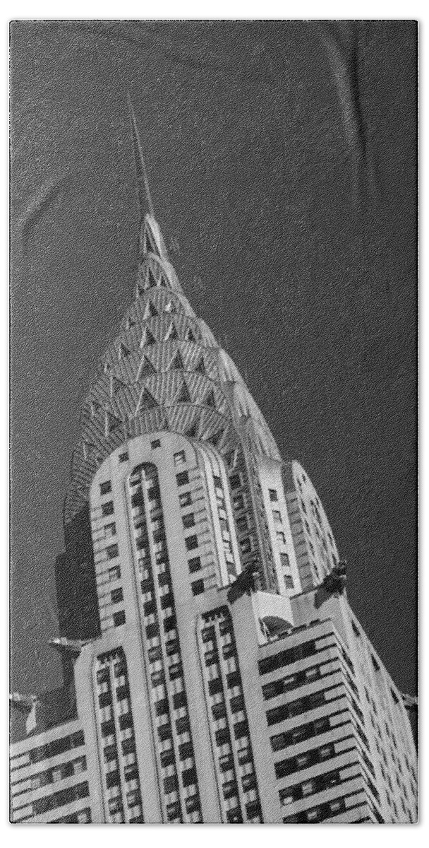 Chrysler Building Hand Towel featuring the photograph Chrysler Building BW by Susan Candelario