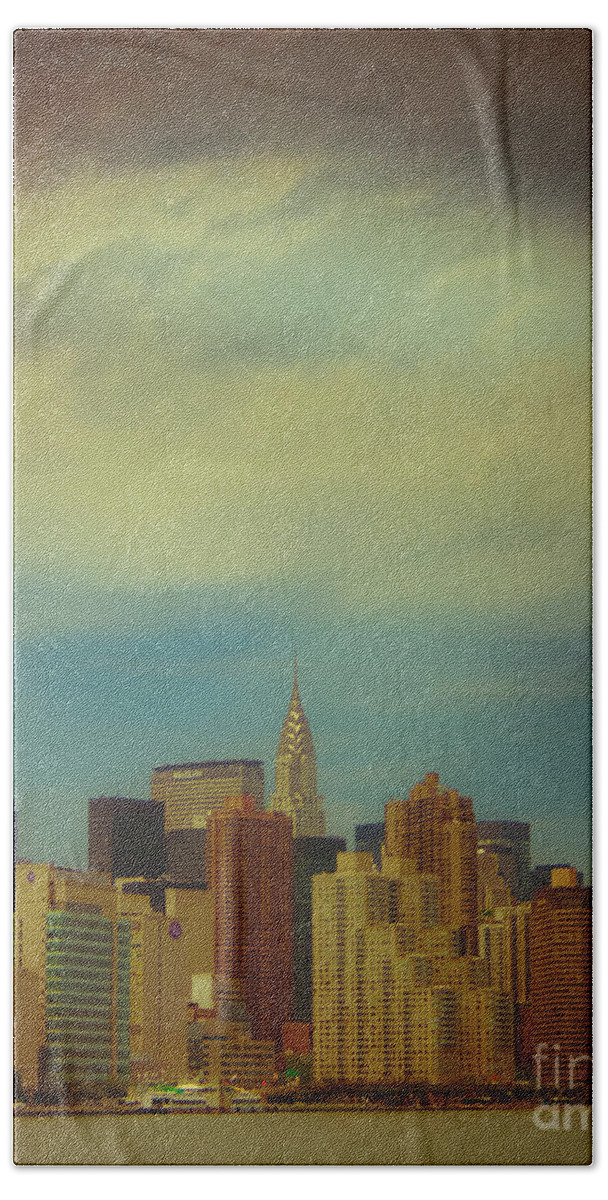 Manhattan Hand Towel featuring the photograph Chrysler state of mind in technocolor by Ken Marsh