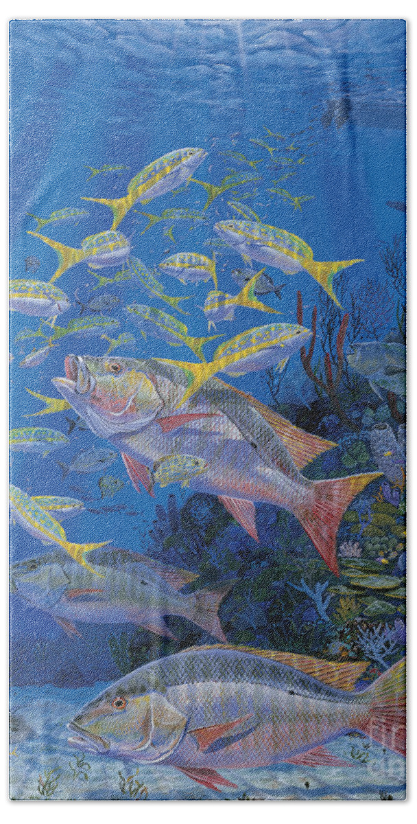 Mutton Snapper Hand Towel featuring the painting Chum line Re0013 by Carey Chen