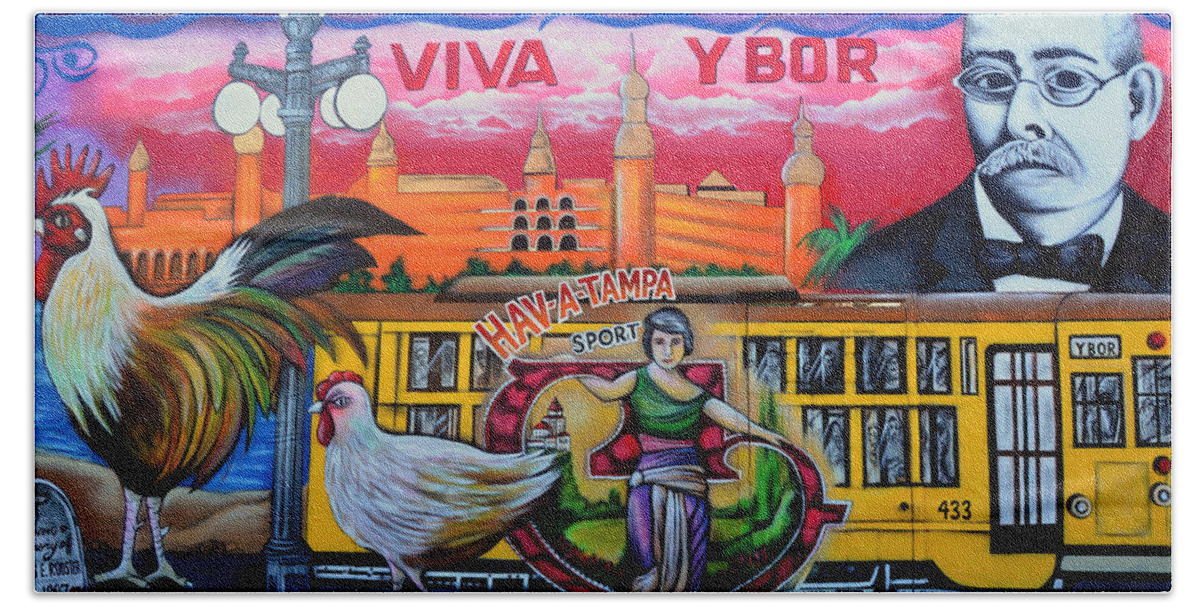 Ybor City Florida Hand Towel featuring the photograph Cigar City Street Mural by David Lee Thompson
