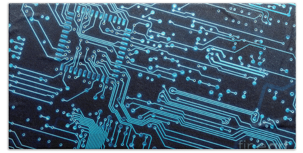 Abstract Bath Towel featuring the photograph Circuit Board by Carlos Caetano