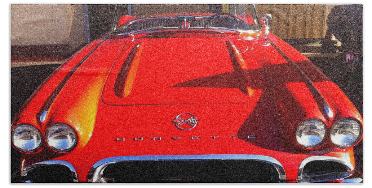 Car Bath Towel featuring the photograph Classic Corvette by Denise Mazzocco