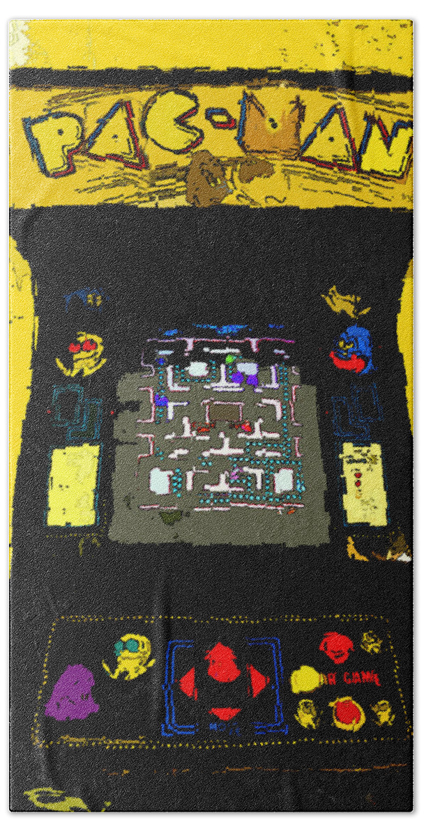 Art Hand Towel featuring the painting Classic Pacman by David Lee Thompson