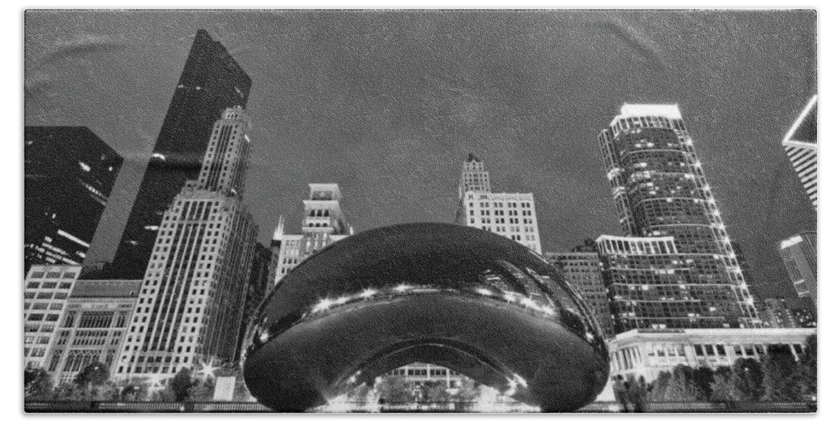 3scape Hand Towel featuring the photograph Cloud Gate and Skyline by Adam Romanowicz