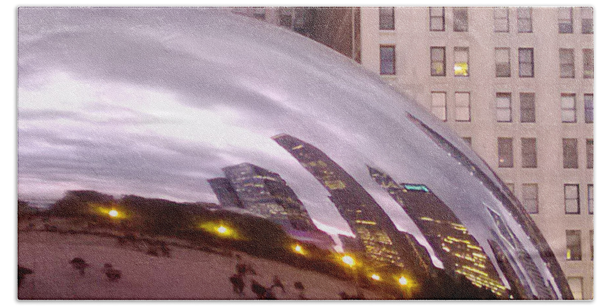 Chicago Bath Towel featuring the photograph Cloud Gate City by Claudia Goodell