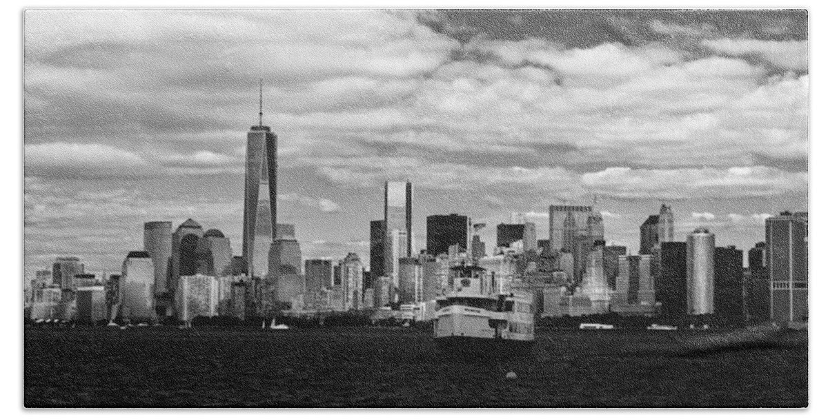 New York Skyline Hand Towel featuring the photograph Clouds over New York by Jatin Thakkar