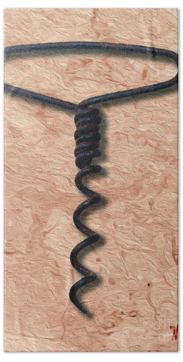 Corkscrew Bath Towel featuring the mixed media Clough Single Wire Corkscrew Painting 1 by Jon Neidert