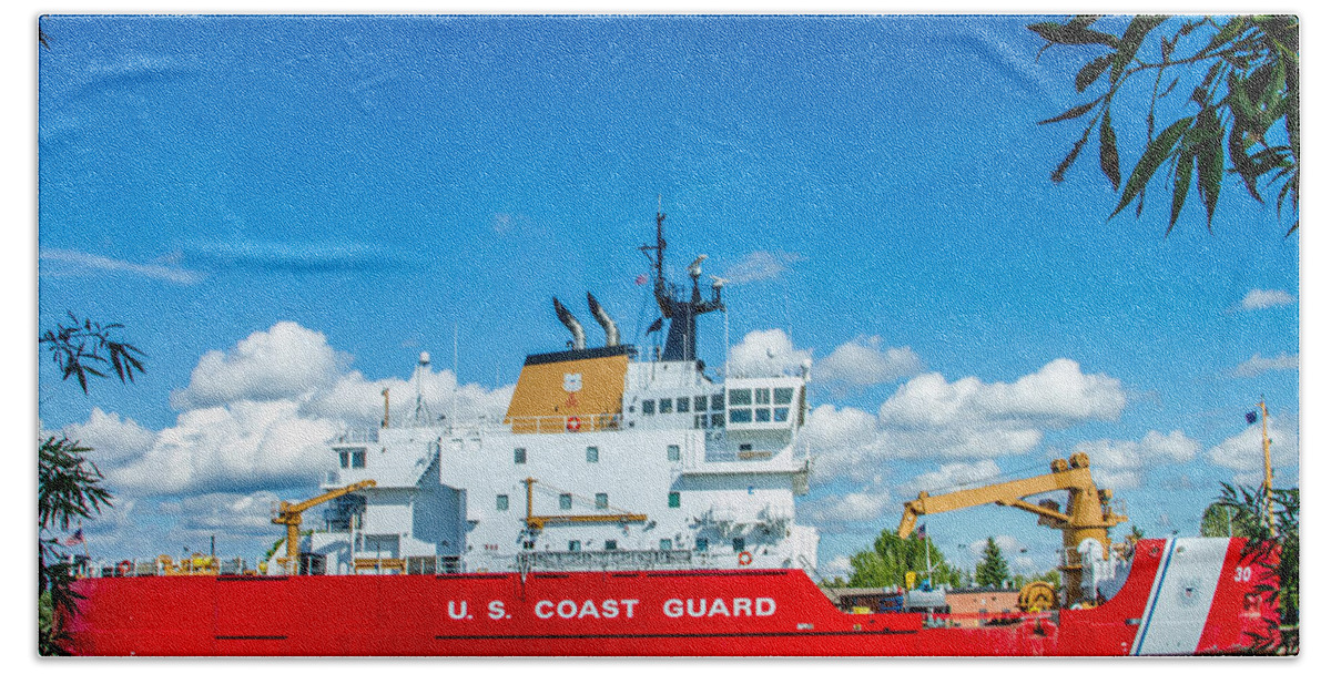 Coast Guard Hand Towel featuring the photograph Coast Guard Cutter Mackinaw by Bill Gallagher
