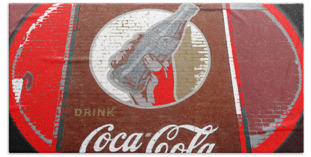 Coca-cola Mural Billy Hathorn Photo Minden Louisiana 1943 Bath Towel featuring the photograph Coca-Cola mural Billy Hathorn photo Minden Louisiana 1943-2014 by David Lee Guss