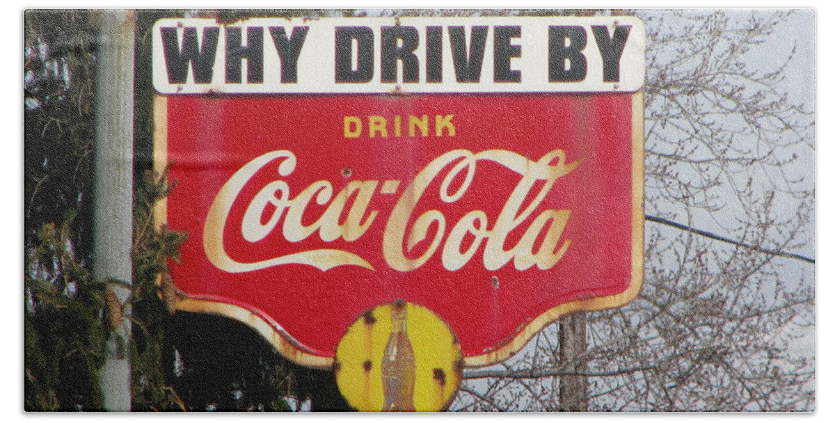 Coca-cola Sign Bath Towel featuring the photograph Coca-Cola Sign by Michael Krek
