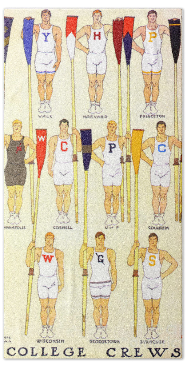 College Rowing Crews 1908 Hand Towel featuring the photograph College Rowing Crews 1908 by Padre Art