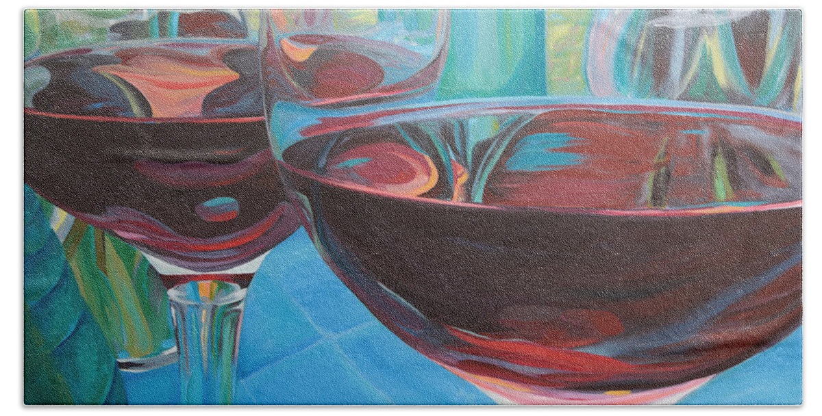 Wine Hand Towel featuring the painting Color Flow by Trina Teele