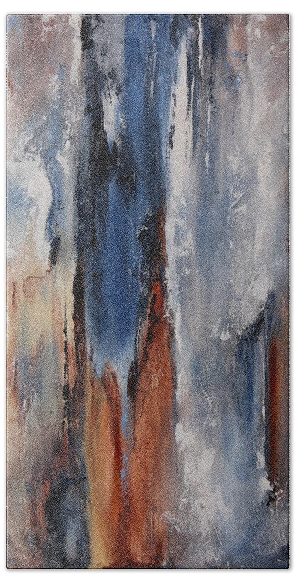 Abstract Bath Towel featuring the painting Color harmony 06 by Emerico Imre Toth