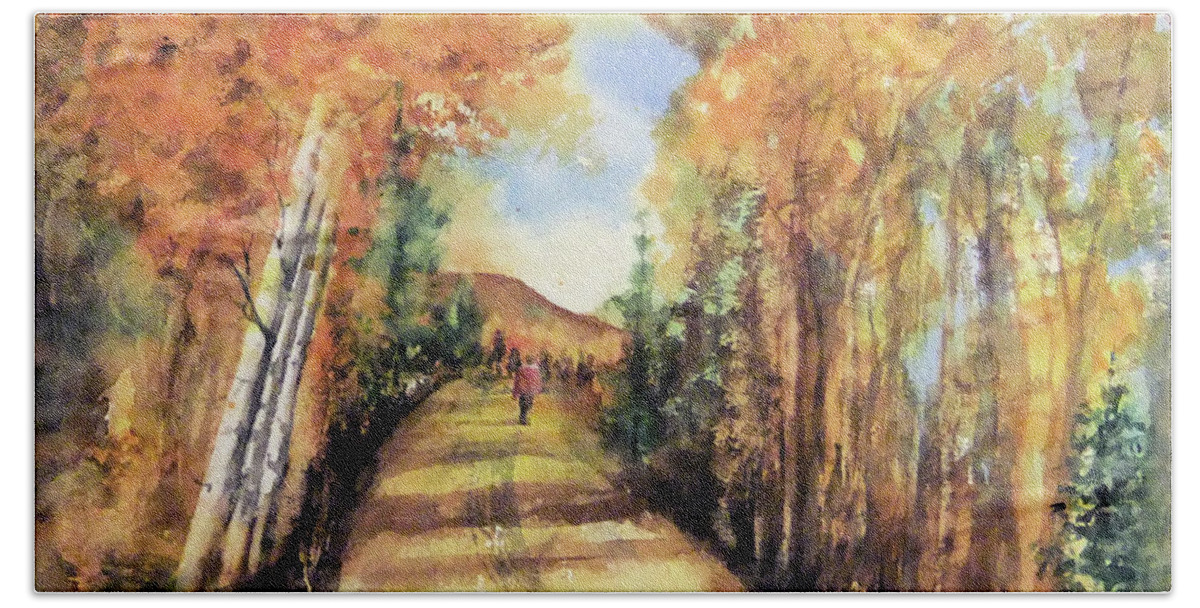 Watercolor Hand Towel featuring the painting Colorado in September by Debbie Lewis