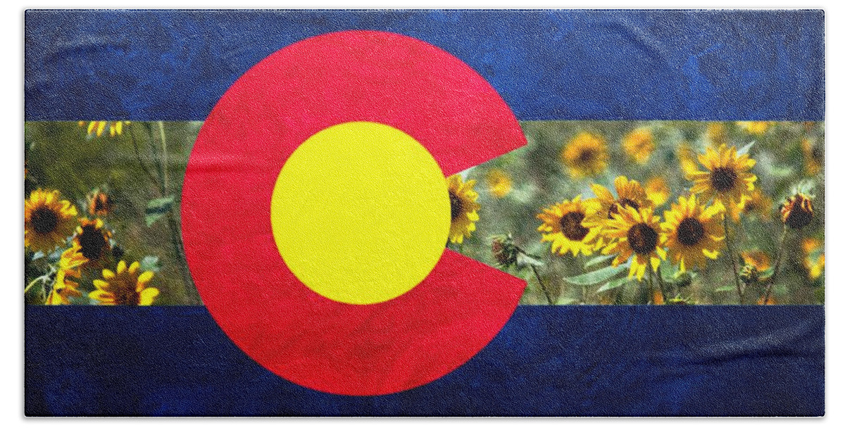 Colorado Hand Towel featuring the photograph Colorado State Flag In Van Gogh by Barbara Chichester