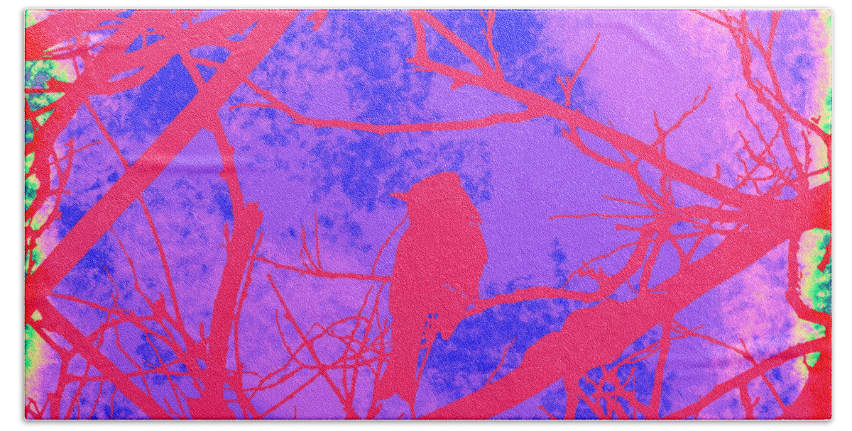 Pink Bath Sheet featuring the digital art Colorful Bird by Cassie Peters