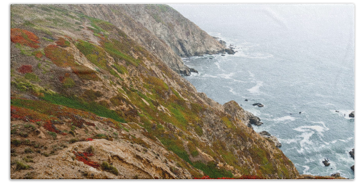 Beauty In Nature Hand Towel featuring the photograph Colorful Cliffs at Point Reyes by Jeff Goulden