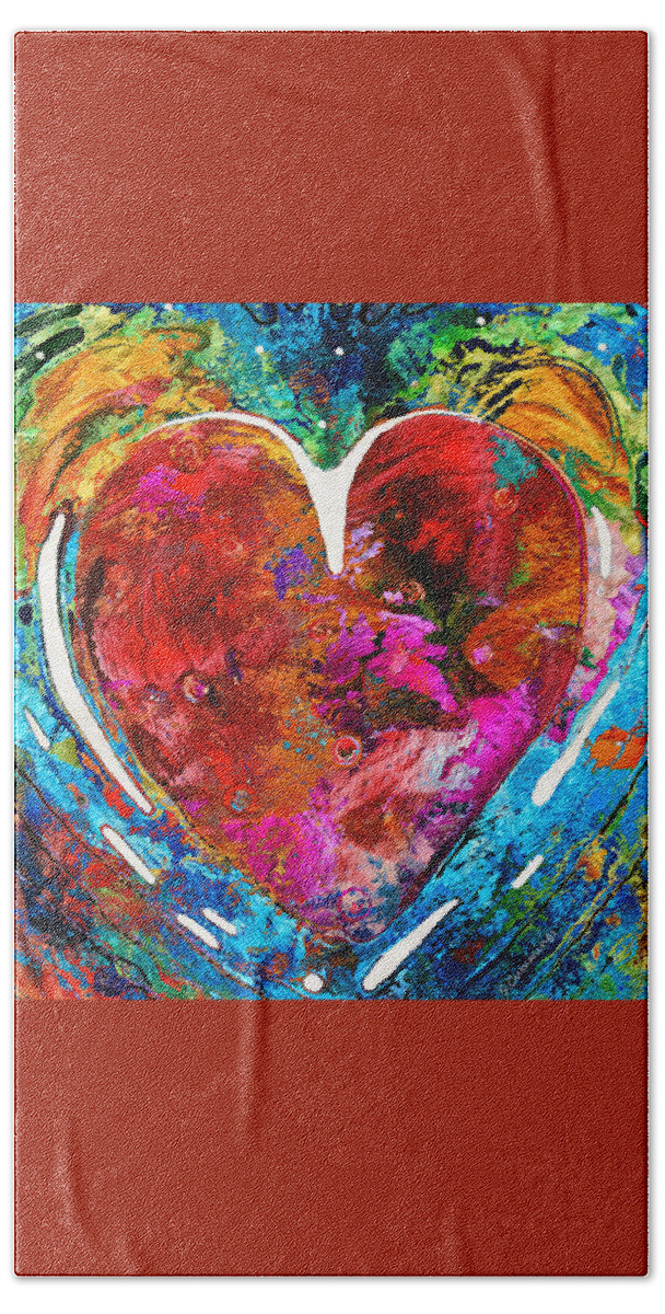 Heart Hand Towel featuring the painting Colorful Heart Art - Everlasting - By Sharon Cummings by Sharon Cummings