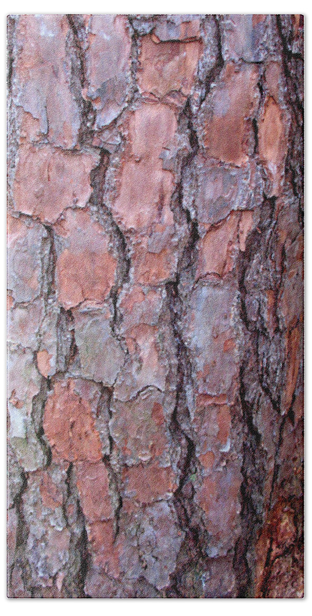 Pine Tree Hand Towel featuring the photograph Colors and Patterns of Pine Bark by Connie Fox