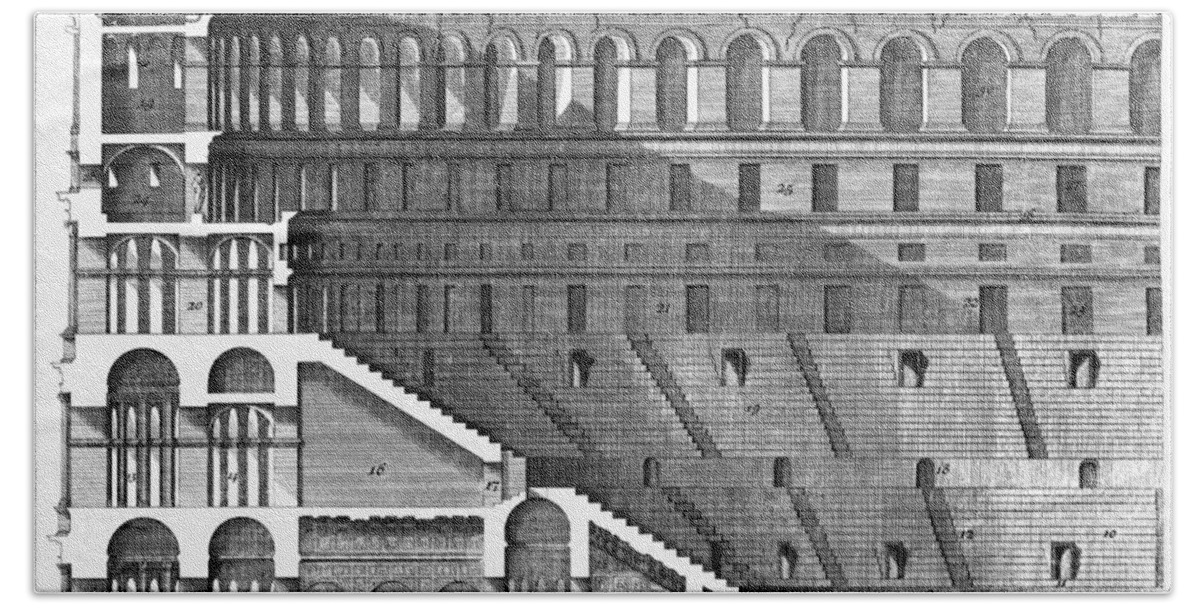 1725 Hand Towel featuring the photograph Colosseum: Cross-section by Granger
