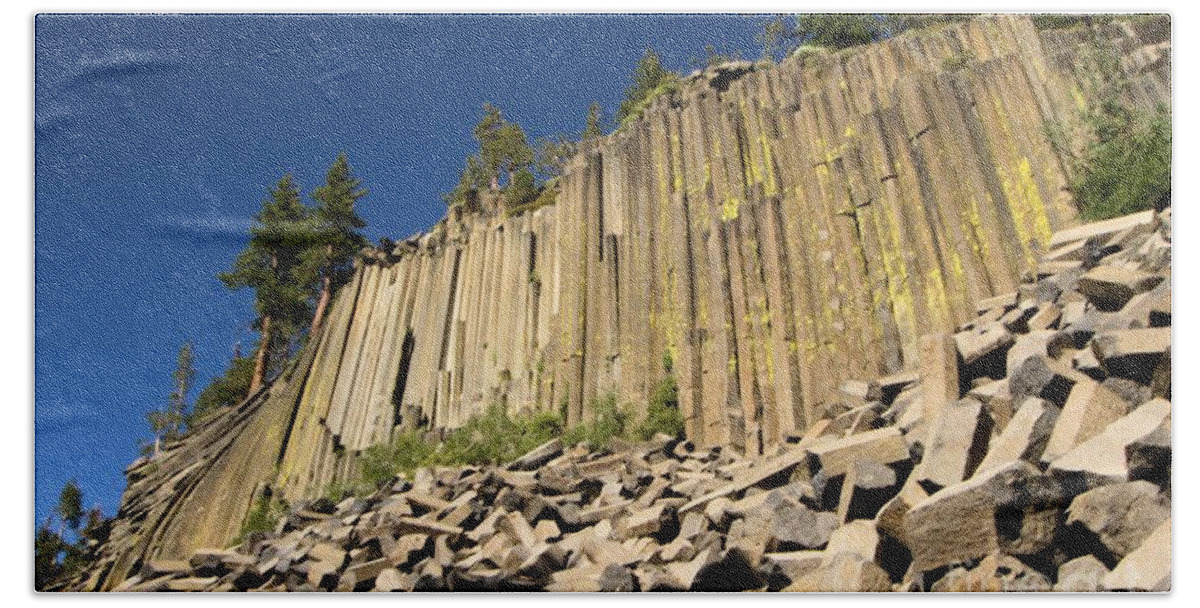 Devils Postpile Hand Towel featuring the photograph Columnar Basalt by Adam Jewell