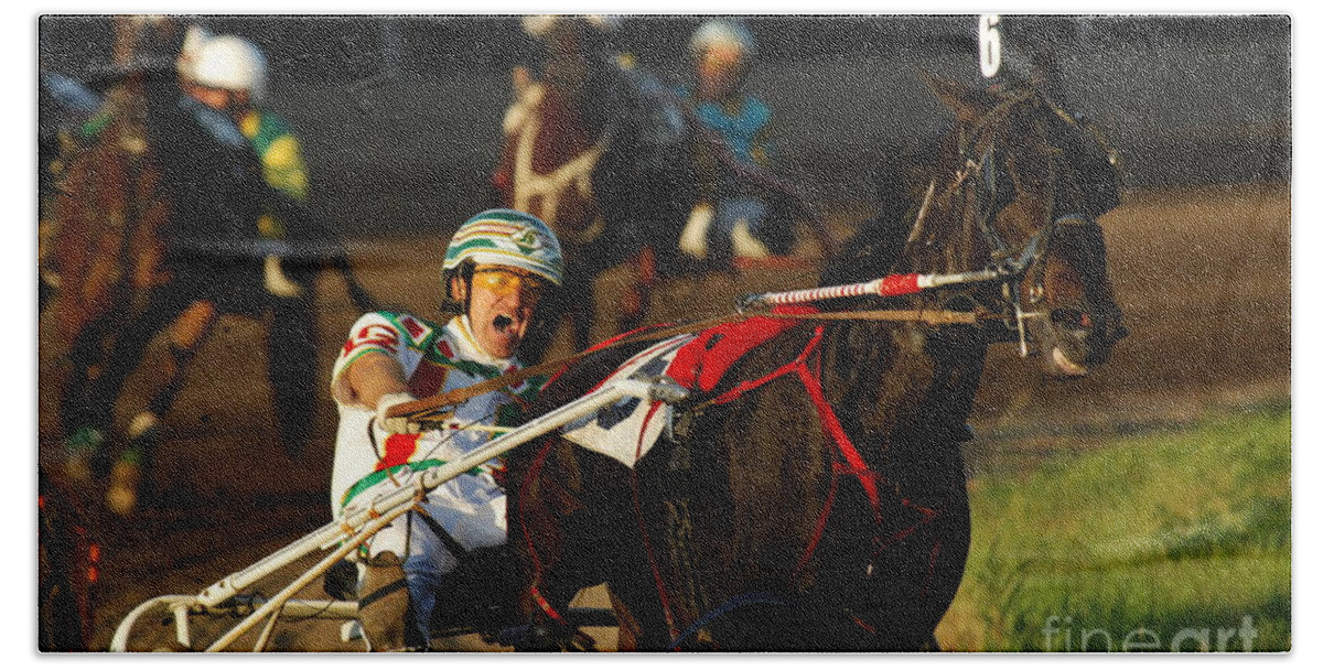 Horse Race Bath Towel featuring the photograph Horse Racing Come On Number 6 by Bob Christopher
