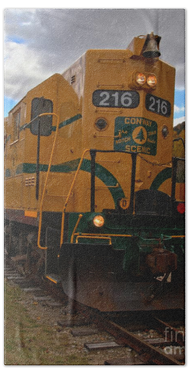Conway Railroad Bath Towel featuring the photograph Conway Scenic Railroad Locomotive by Adam Jewell