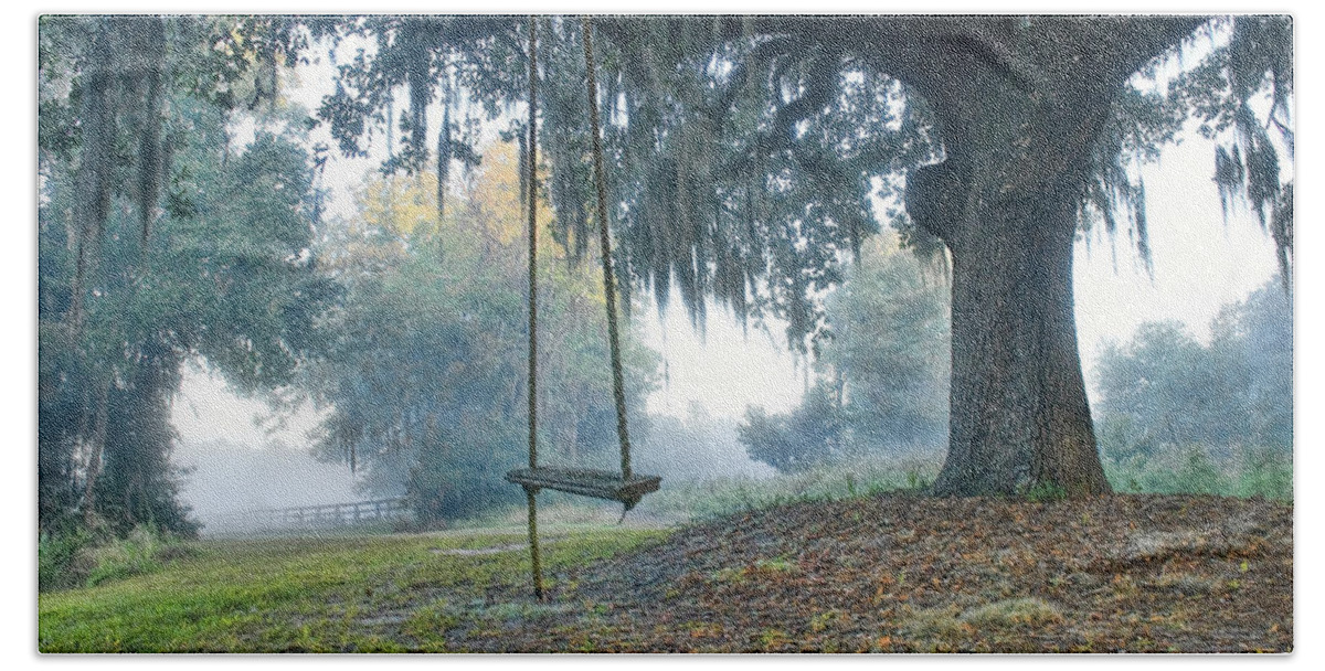 Old Tree Swing Bath Towel featuring the photograph Coosaw Tree Swing by Scott Hansen
