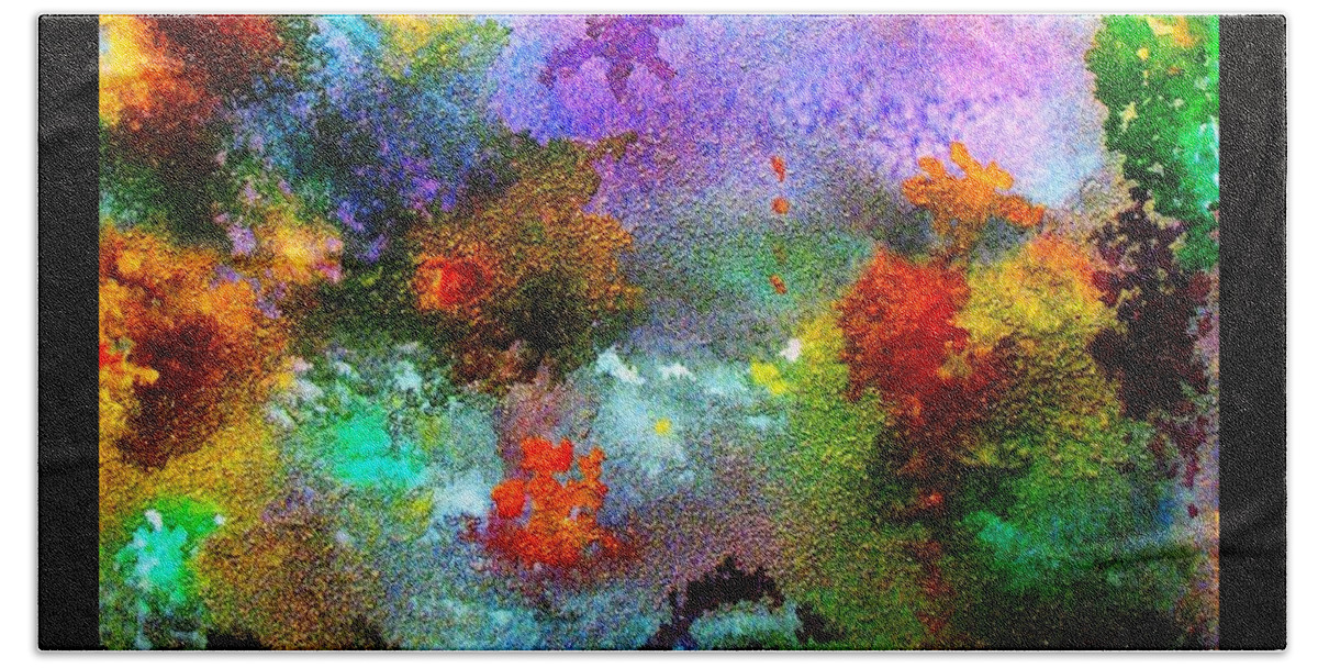 Coral Reef Bath Towel featuring the painting Coral Reef Impression 1 by Hazel Holland