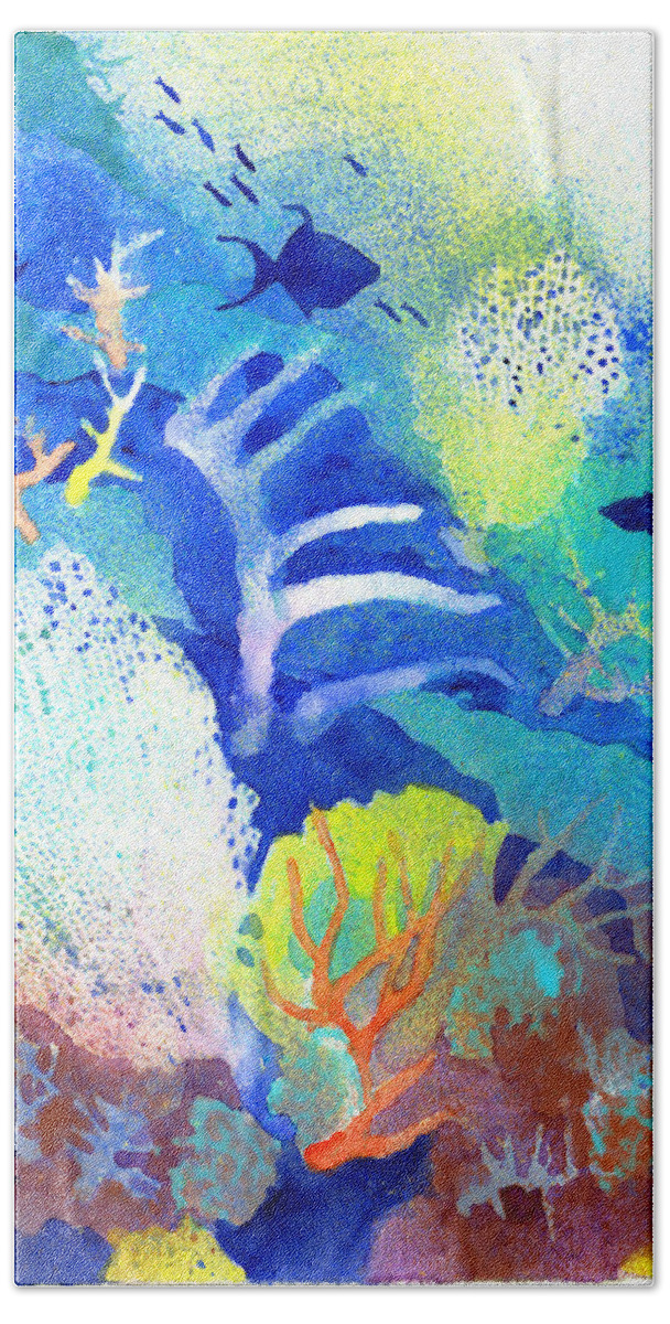 Coral Reefs Hand Towel featuring the painting Coral Reef Dreams 3 by Pauline Walsh Jacobson