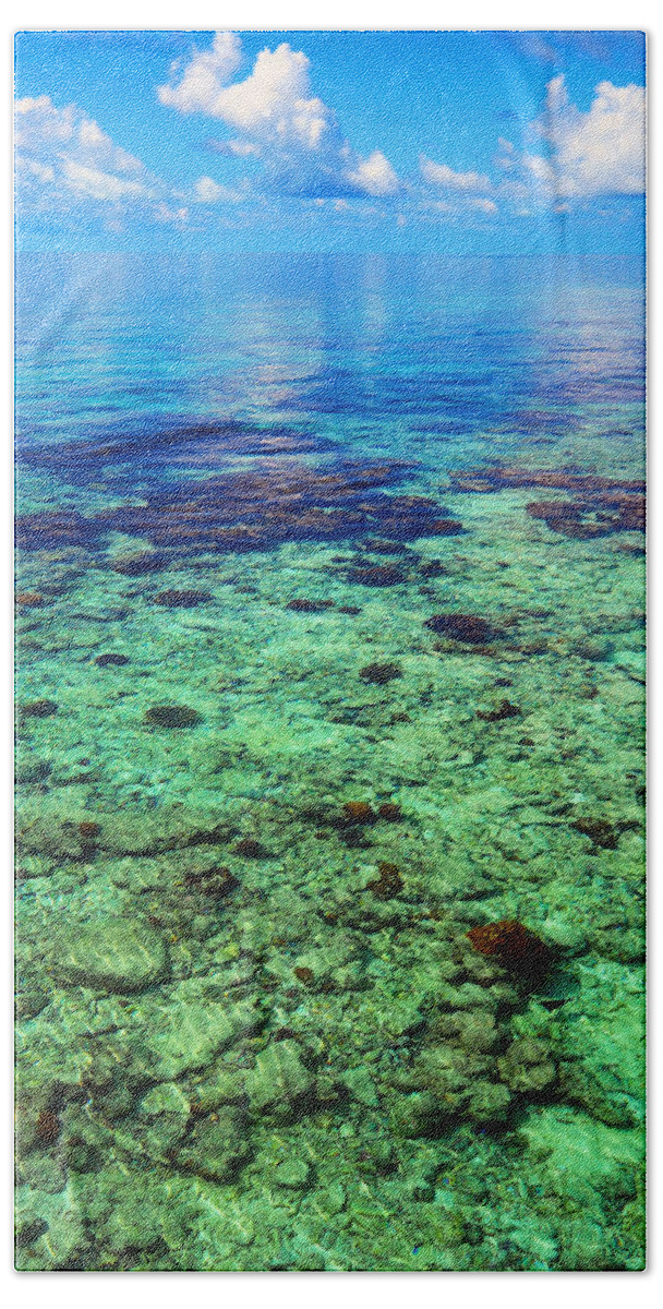 Tropic Hand Towel featuring the photograph Coral Reef Near the Island at Peaceful Day. Maldives by Jenny Rainbow