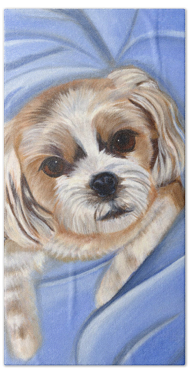 Pets Hand Towel featuring the painting Corky by Kathie Camara
