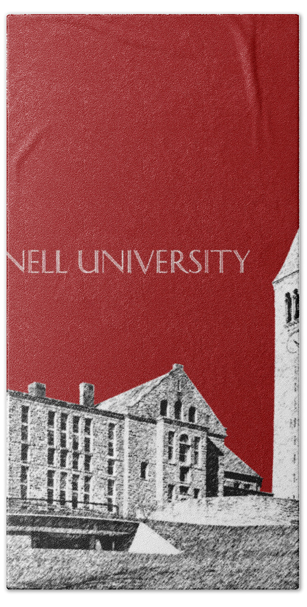 University Bath Towel featuring the digital art Cornell University - Dark Red by DB Artist