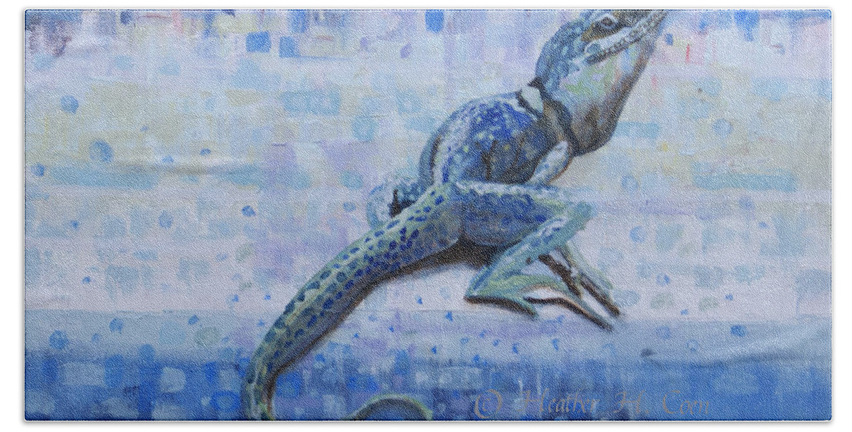 Collared Lizard Bath Sheet featuring the photograph Cornered by Heather Coen