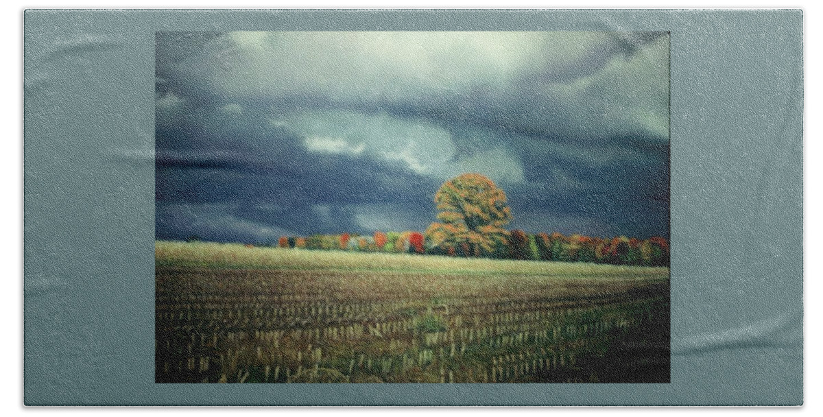 Scenic Bath Sheet featuring the pastel Cornfield On Argentine Road by James Welch