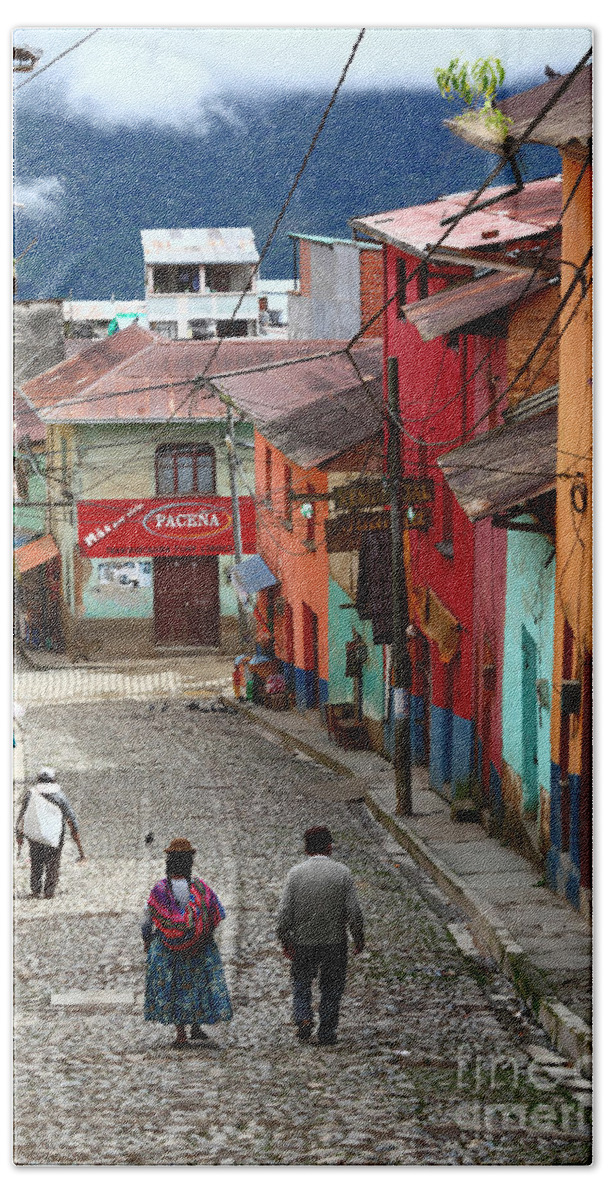 Bolivia Hand Towel featuring the photograph Coroico Street Scene by James Brunker