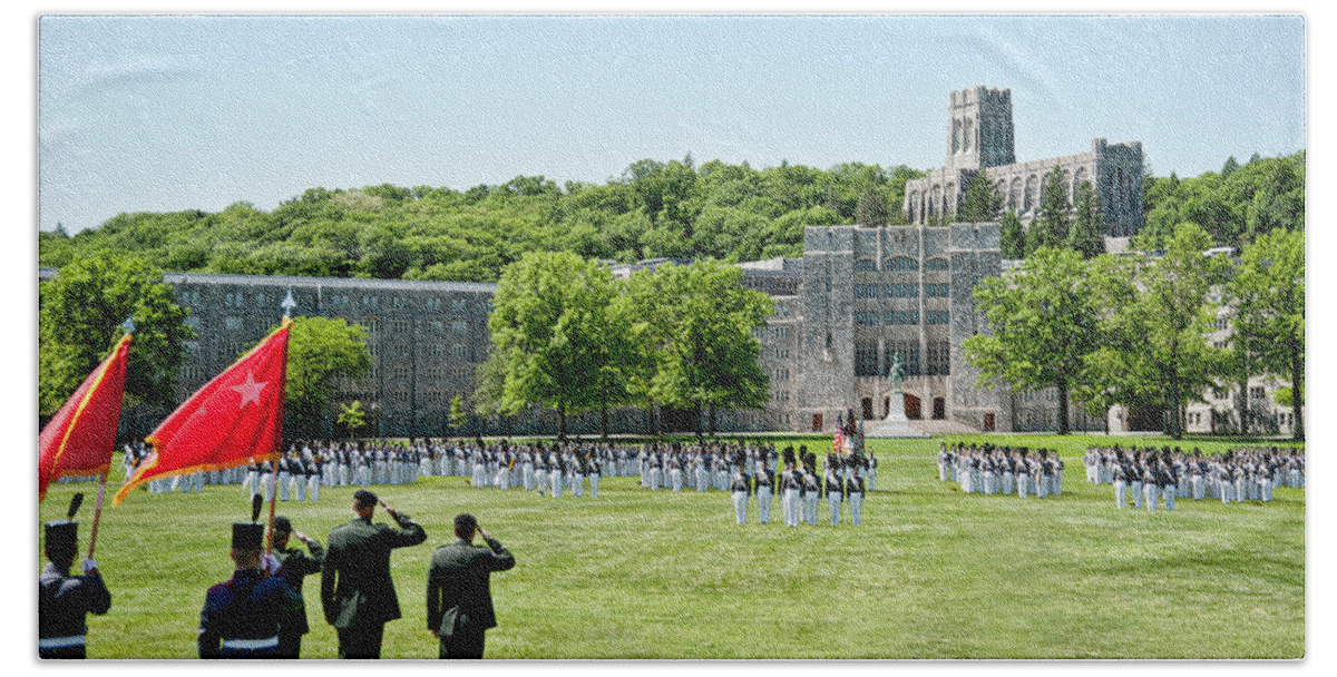 Usma Bath Towel featuring the photograph Corps of Cadets Present Arms by Dan McManus