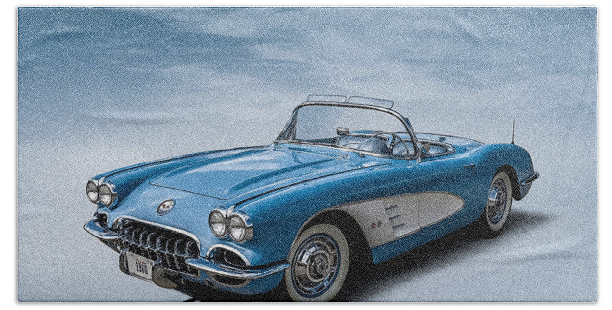 Corvette Bath Sheet featuring the digital art Corvette Blues by Douglas Pittman