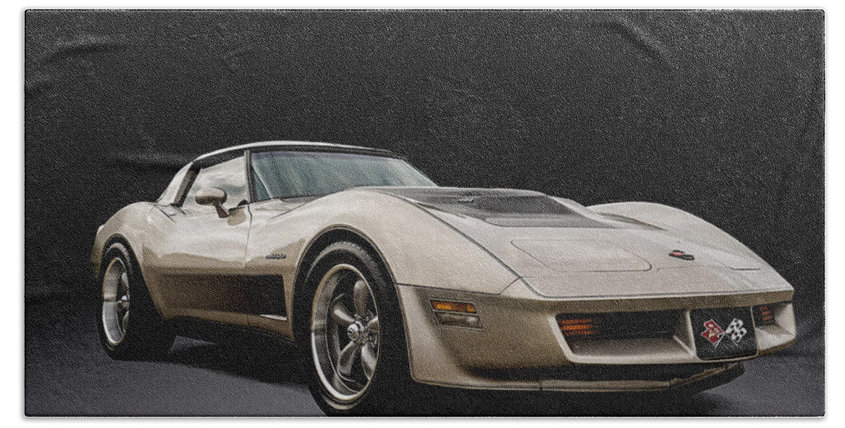 Classic Hand Towel featuring the digital art Corvette C3 by Douglas Pittman