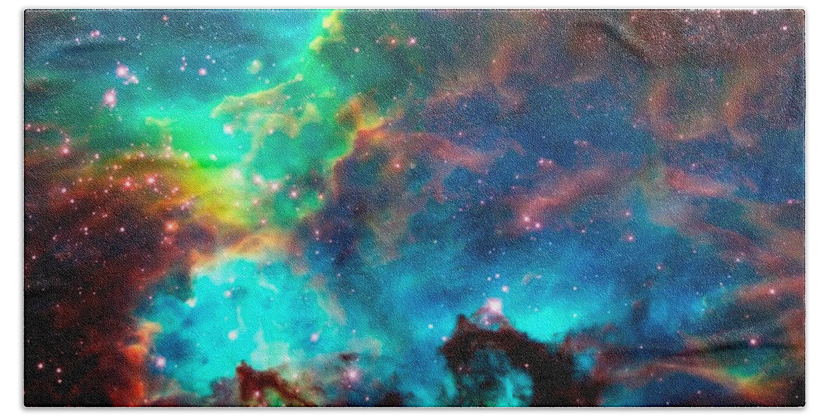 Nasa Images Hand Towel featuring the photograph Cosmic Cradle 2 Star Cluster NGC 2074 by Jennifer Rondinelli Reilly - Fine Art Photography