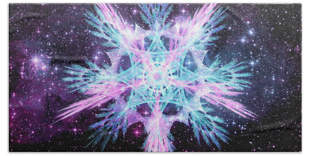 Corporate Hand Towel featuring the digital art Cosmic Starflower by Shawn Dall
